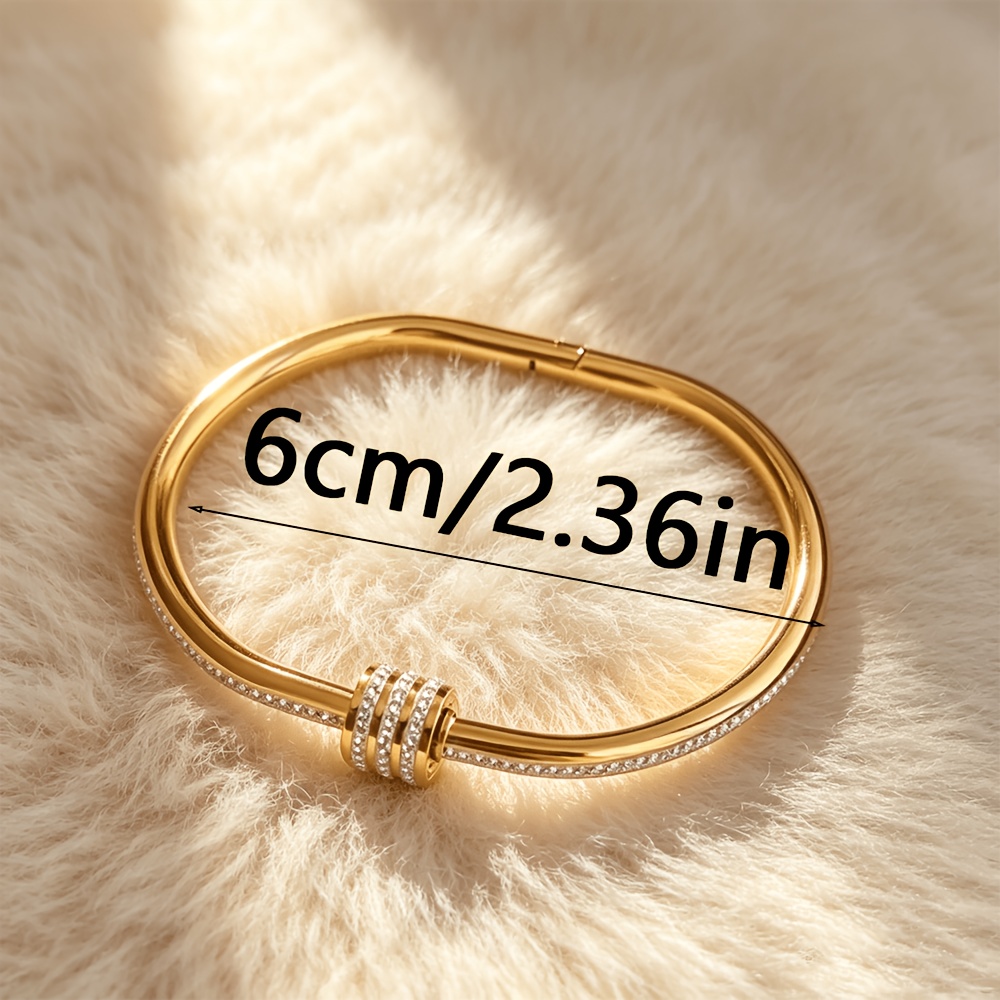 Women's Stainless Steel Roman Numeral Inlaid Stackable Bangle